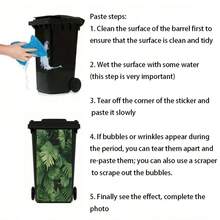 1pc Vibrant Butterfly And Floral Waterproof PVC Trash Can Decal - Easy To Apply, Durable And High Quality, Moisture-Resistant Sticker, Suitable For Outdoor Trash Cans, Modern Style DIY Mural, Peony And Butterfly, Floral Theme - A - View 8