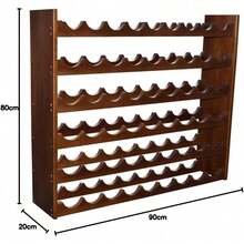 Cava de Madera de Pino Color Nogal para 54 Botellas 20x90x80 cm | Estante para Vino con Múltiples Niveles de Onda | Mueble Elegante y Resistente | Diseño Moderno | para Cocina, Comedor y Sala | Fácil de Armar - Ver 6