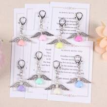 8pcs Unique Angel Keychain Set, "Forever With Us" Memorial Theme Pocket Hug Card, Pocket Hug Gift Bag. Suitable For Birthday Gift, Memorial Gift, Friendship Gift, Christmas Gift, Thanksgiving Gift, Etc. - Multicolor - View 2