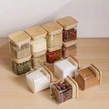 12/24pcs Mini Square Glass Kitchen Spice Jars, Food Storage Containers With Lids, Transparent Glass Airtight Jars For Spices, Coffee Beans, Nuts, Grains, Dried Goods, Stackable Pantry Countertop Storage Organizer - View 1