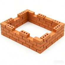 Miniature Realistic Brick Building Blocks Set, Suitable For Miniature Model Garden Architecture, Red Three-Hole Bricks - A - View 3