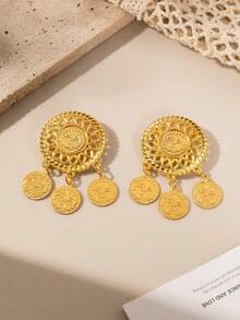 Herseygold 1 Pair Gold-Plated Arabic Coin Totem Brooches, Women's Brooch, Middle Eastern Wedding Festival Gift For Women - Yellow Gold - View 6