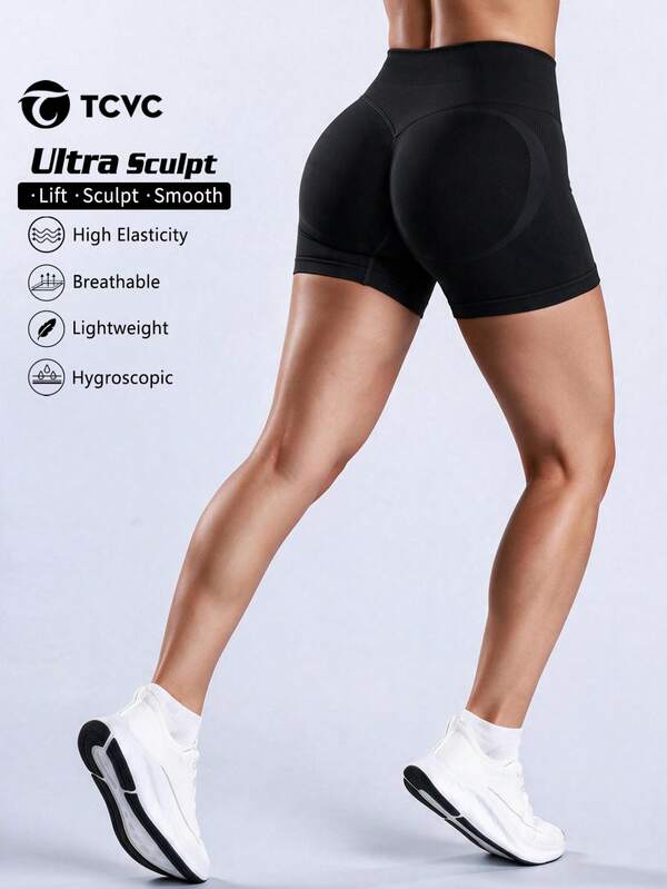 TCVC Pantaloncini da yoga da donna, amichevoli per la pelle e versatili, alta elasticità con controllo addominale e design per sollevare il lato B, adatti per sport indoor ed all'aperto, yoga, tempo libero, colore nero estate