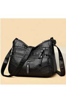 New Multi-Functional Bag For Middle-Aged Women - Mom Bag, Grandma Bag, Multi-Layer Crossbody Bag On Shoulder - Black - View 1