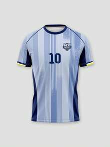 2026-27 Season Personalized Custom Men's League Football Team Jersey, Customizable Logo, Number, Team Name And Player Name T-Shirt - Blue - View 3