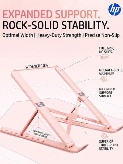 HP All-In-One Multi-Color Portable Laptop Stand, Foldable And Adjustable Lightweight Plastic Laptop Stand With Heat Dissipation Function, Floating Lift Design And Anti-Slip Feature