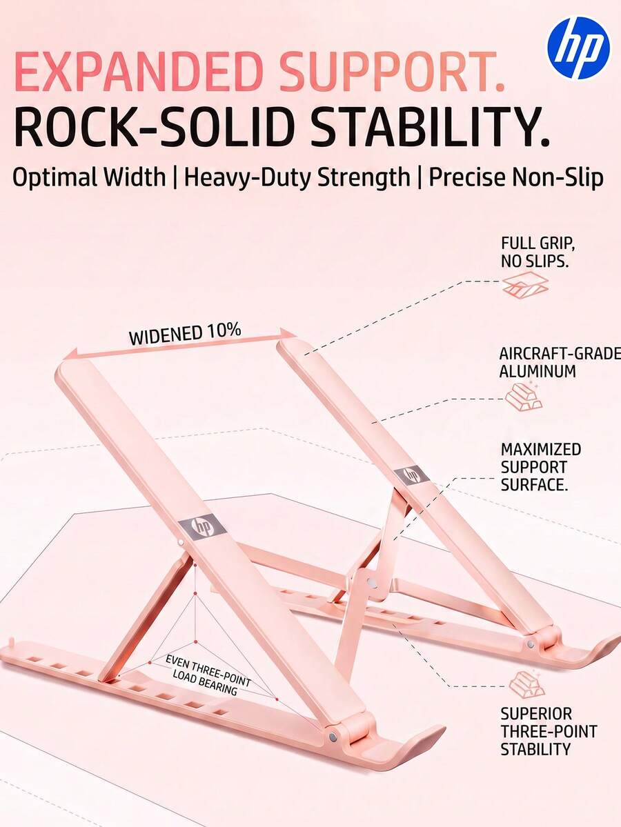 HP All-In-One Multi-Color Portable Laptop Stand, Foldable And Adjustable Lightweight Plastic Laptop Stand With Heat Dissipation Function, Floating Lift Design And Anti-Slip Feature - View 1