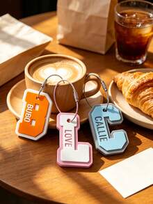 1 Pair Custom Engraved Stylish Keychains, Personalized Couple Keychain, - Multicolor - View 3