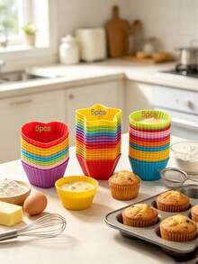 4/15/36pcs/Set Silicone Muffin Cups, Reusable Cupcake Liners, Non-Stick Cake Molds, Heat-Resistant Oven Baking Cups, Silicone Lunch Box Dividers Lunch Accessories Set, Back To School Supplies, Suitable For Home DIY Baking - Multicolor - View 10