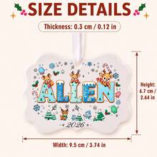 Custom Name Christmas Ornament 2026, Personalized Reindeer Snowflake Tree Decor, Festive Winter Holiday Style, Customized Christmas Hanging Ornament, Customizable Name And Year Keepsake, Christmas Tree Decoration, Christmas Gift, Gifts For Family - Style C - View 2