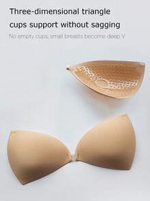 1pc Women's Triangle Self-Adhesive Bra, Invisible Cup Design, Seamless Comfortable Detachable Halter Neck Multi-Function Lingerie, Suitable For Backless Dress - Multi-color - View 3