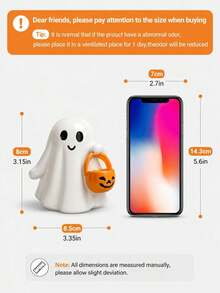 Cirelle 1pc Cute Ghost Pumpkin Decor, Autumn Halloween Home Accent, Suitable For Living Room Mantel, Entryway Table, Bedroom Nightstand, Bookshelf Fall Decoration - one-size - View 11