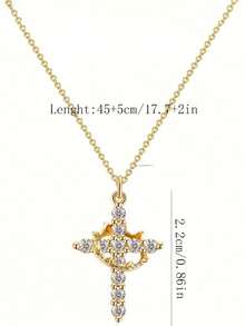 1pc Exquisite Crown Cross Pendant Necklace, Religious Prayer Jewelry, Suitable For Daily Wear And Back To School Season (Crown Direction Random) - Crown - View 4