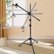 Multifunctional 360° Rotating Cantilever Tripod Phone Stand, Adjustable Height Overhead Phone Holder, Suitable For Photography, Camping, Live Streaming And Video Recording - Multicolor - View 2