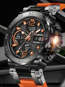 LIGE Men's Sports Watch Fashion Dual Display Luminous Alarm Waterproof Electronic Watch - Black - View 2