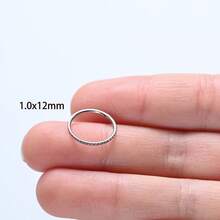 1pc High-End Stainless Steel Zirconia Inlaid Nose Ring Earring, Seamless Angled Clasp, Suitable For Daily Wear By Men And Women - Silver - View 17