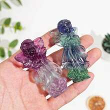 1pc Natural Decorative Stone - Stunning Rainbow Stone Angel Random Style, Beautiful Colors (Purple, Pink, Gray, Green, Yellow, Brown), Each Angel Has Different Color, Suitable For All Holiday Gifts, Best For Spring Or Summer, Perfect Gift For Her - Multicolor - View 7