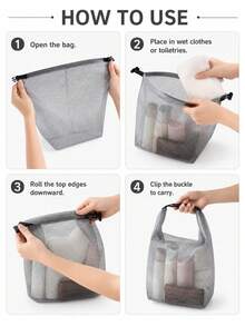 2pcs Waterproof Travel Storage Bags, Dry & Wet Separation Tote Shopping Bags, Large Capacity Swimming Beach Pool Gym Bag, Suitable For Towels, Toiletries And Vacation Essentials - Multicolor - View 1