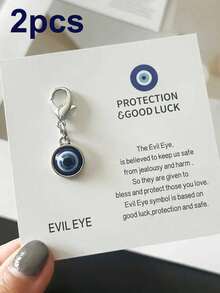 Fashionable High-End Rhinestone Evil Eye Women's Keychain Unique Eye Pendant Lanyard Car Key Ring - Multicolor - View 7