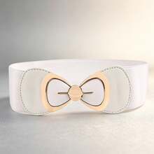 1PC Women Fashion Elastic Decor Waist Belt, Wide Bow Metal Buckle Corset Belt, Gift For Girlfriend For Wedding Banquet Spring Summer Dress Outfit - Bow Knot - View 13