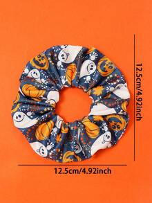 Halloween Elastic Fabric Printed Large Scrunchie Hair Accessory - Multicolor - View 2