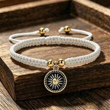 1Pc Vintage Pendant Braided Bracelet Adjustable Boho Nylon Rope Bangle For Women Couple Friendship Beach Jewelry Gift - Sun Black - View 2