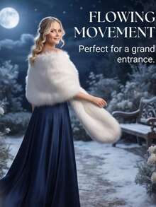Soft Warm Winter Bridal Shawl, Suitable For Evening Gown Party Formal Occasions - White - View 1