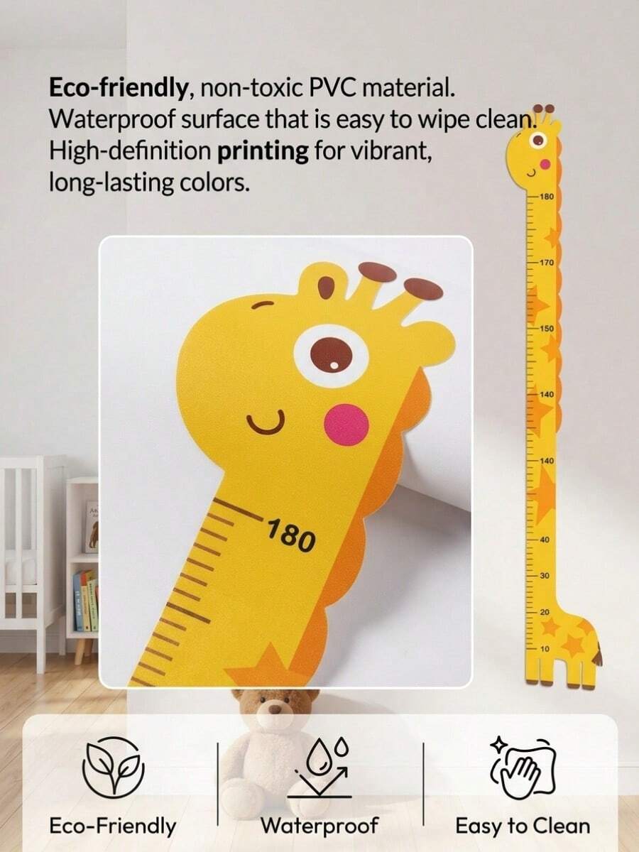 Unicorn/Giraffe/Dinosaur Height Measurement Wall Sticker - Creative Cartoon Growth Record Sticker, Home Decor, Easy-To-Remove Self-Adhesive Wall Decal, Vinyl Material, Suitable For Bedroom, Classroom And School, Back To School Season, Holiday Decoration, Birthday Gift - Multiple Styles - View 1