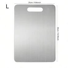 Ultra-Thin Stainless Steel Cutting Board 3 Pieces Set, Includes Large, Medium And Small Sizes, Easily Stored In Kitchen Drawer. Stainless Steel Material, Durable And Resistant To Cracking And Mold, Built-In Hanging Hole For Ventilation When Not In Use. Suitable For Preparing Baby Food, Cutting Fruits And Vegetables, Processing Meat, Separating Raw And Cooked Ingredients To Avoid Cross-Contamination, Easy To Clean And Heat/Cold Resistant. Minimalist And Versatile, Meets Daily Home Meal Prep Needs, Ideal Kitchen Tool For Small Kitchens. - View 12