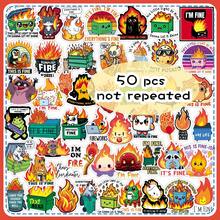 50pcs Cute Funny Fire Graffiti Creative Cartoon Chaos Daily Optimistic Slacker Decorative Desktop Tablet Stickers - Multicolor - View 11