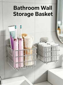 Metal Wire Storage Basket, Multi-Functional Desktop Organizer, Hollow Metal Storage Bucket, Suitable For Kitchen, Bathroom, Vanity - Multicolor - View 4