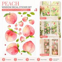 69pcs/3sheet Peach Stickers, Multiple Pink Peach Glass Stickers, Window Stickers, Glass Stickers, Three Sizes, Fruit Stickers, Gift Window Stickers, Fruit Stickers, Wall Window Door Mural Display Decal Stickers, 3 Sheets - Pattern - View 7
