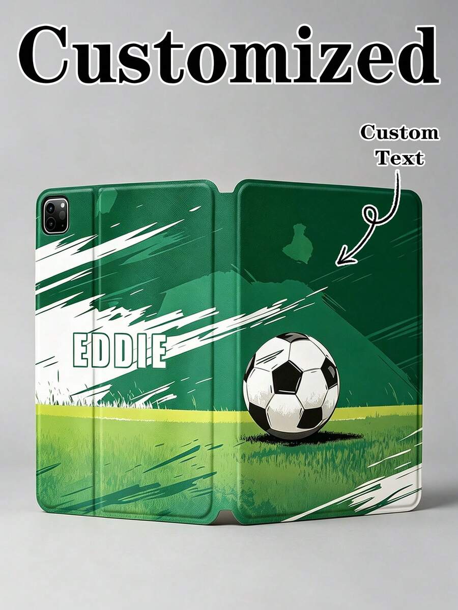 1pc Customized Football Shock-Proof White Tablet Protective Case Compatible With IPad Air 11-In.(M2)-2024/IPad Air 13-In.(M2)-2024/IPad Pro11-In.(M4)-2024/IPad Pro13-In.(M4)-2024/IPad Pro 12.9 (2017)/Apple IPad Air 13 (2025) And Other Models, Great Daily Gift For Friends - White - View 1