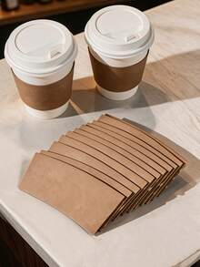 10/50/100pc Thick Paper Coffee Cups With Leak-Proof Lids And Kraft Paper Heat Sleeves, Heat-Resistant For Hot And Cold Drinks, Suitable For Coffee Shops, Offices, Homes And Commercial Use - View 2