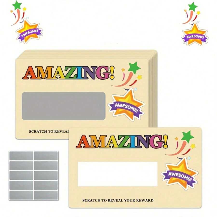 24/48pcs Rainbow Star Scratch Cards, Colorful Polka Dot, Glory, Rainbow Surprise, Sparkling Star Design, Suitable For Children Rewards, Classroom Motivation, Party Games, Ideal Choice For Teachers, Parents And Party Hosts - A - View 1