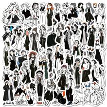 56pcs Black-And-White Girl Cartoon Sticker Ins Style Simple Mobile Phone Shell Plane Decoration Sticker Halloween Decoration Autumn Decoration Sticker Cute Halloween Christmas Scrapbook Supplies Paper. - Multicolor - View 10