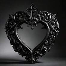 Niche Dark Gothic Cross Heart Carved Frame Baroque Vintage Hollow Empty Frame Wall Art Hanging Decor - View 4