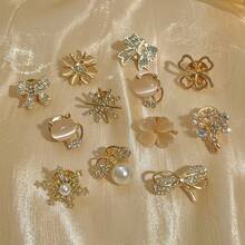 11pcs Cross-Border Anti-Exposure Brooch, High-End Seamless Small Pin For Women, Versatile Elegant Brooch To Fix Clothing And Suit Collar - White - View 1