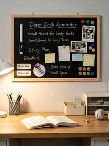 Magnetisk skrivtavla med träram, väggmonterad avtorkningsbar memo-displaytavla, utrustad med 4 st 2 cm magneter och 11,5 cm whiteboardpenna, komplett set med upphängningstillbehör, upprepade gånger avtorkningsbar för informationsvisning - Ensidig magnetisk + 2 cm 4 magnetkulor + 11,5 cm vit tavla-penna - Visa 7