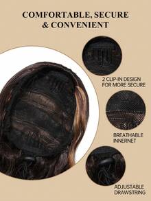 24 Inch Long Wavy Ponytail Extension For Women, Brown With Caramel Highlights Synthetic Hairpiece, Natural-Looking Drawstring Ponytail With Built-In Combs, Voluminous Curly Clip-In Hair Extension For Daily Wear, Parties, Cosplay And Halloween - Multicolor - View 7