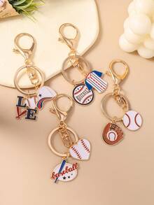 1pc New Fashion Design Exquisite Baseball Glove Clothing Keychain Keyring Letter Baseball Jersey Women's Daily Key Ring Bag Pendant - Multicolor - View 5