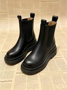 Sepatu Bot Ankle Chelsea Slim Sol Tebal untuk Wanita, Model Musim Semi/Gugur Terbaru 2026 - Hitam - View 5