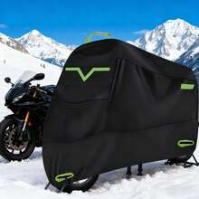 Glowing Protective 210D Thickened Motorcycle Cover | Green Reflective Tape Waterproof Sunproof Car Cover | Oxford Cloth Dustproof Cover With Built-In Anti-Theft Lock | All-Season Universal Motorcycle Protective Cover - Green Fabric Button - View 12