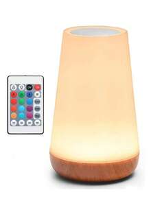 Wood Grain LED Desk Lamp, 13-Color Touch Control Night Light, USB Rechargeable Eye-Protection Atmosphere Light, Touch Control, Suitable For Bedside, Study, Bathroom, Outdoor, Halloween Home Decor - Multicolor - View 13