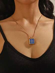 CARYINO New BLINGBLING Fashion Women's Necklace Watch With Time Display, Classic Small Square Design With Rhinestones, Gradient Color Sunburst Dial, Niche Designer Style, Light Luxury Fashion, Suitable For Festivals, Parties, Weddings, Back To School, Christmas, Thanksgiving, Halloween, Easter And Other Occasions, Also The Best Gift For Girlfriend And Mother - one-size - View 4