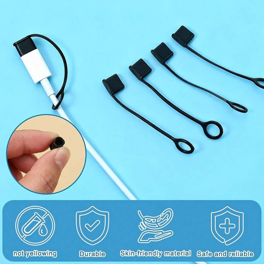 5/1pc Type-C Interface Protective Cover With Lanyard, Portable Protective Cap, Silicone Sleeve With Cord And Rope For Hanging And Tying, Data Cable Plug Dust Cover, Waterproof Plug Protective Sleeve