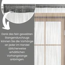 Grey Thread Curtain, Dimensions 90 X 245 Cm, Can Be Shortened, With Rod Pocket - Grey - View 4