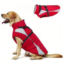 Metglad Dog Winter Coat, All‑In‑One Harness Pet Cold‑Weather Jacket, Night Reflective Dog Snow Coat, Fleece‑Lined Belly‑Protection Outdoor Vest For Small Medium Large Dogs - Red - View 15