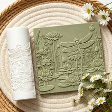 1Pc Water Lily Dragonfly Texture Roller, Pond Plant Pattern Clay Embossing Roller, DIY Handmade Earring Pendant Jewelry Craft Supplies - 1 Unit - View 5