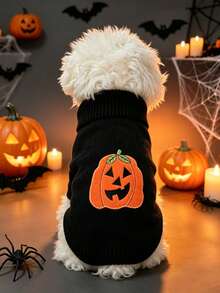 Pet Pumpkin Sweater Halloween Sweater For Cats And Dogs - Black - View 3